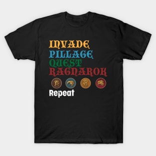 Blood Rage Invade, Pillage, Quest, Raganork, Repeat Board Game Graphic - Tabletop Gaming T-Shirt